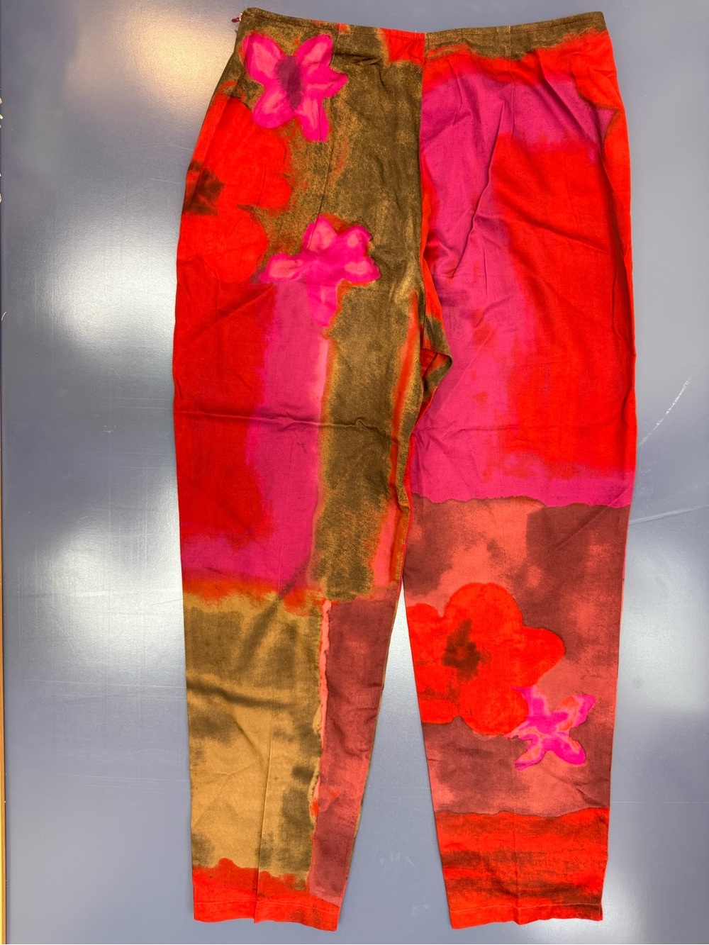 Max Mara Vintage Abstract Floral Cotton Tapered Pants – Made in Italy – US 12